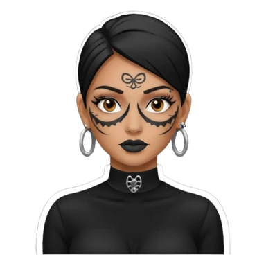 white shaman woman black clothes black accesories face tattoos sticker