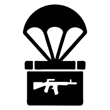 A weapon box with a parachute sticker