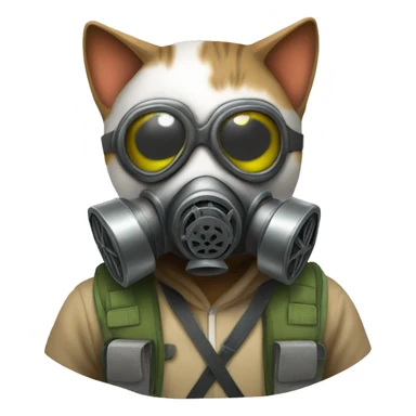 Kitty with Gas Mask sticker