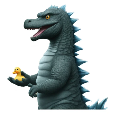 godzilla with a duck sticker