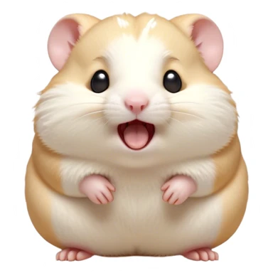 Cinematic Cute Yawning Cream Hamster Portrait Emoji, Head tilted slightly with a dramatic, wide-open yawn, showcasing a soft, pristine cream fur with tiny droopy ears, round dark eyes barely open in drowsy contentment, Simplified yet irresistibly adorable features, highly detailed, glowing with a soft, cozy glow, high shine, relaxed yet expressive, stylized with a touch of whimsy, bright and endearing, soft glowing outline, capturing the essence of a sleepy yet affectionate hamster, so drowsy it feels like it could stretch out of the screen and curl up for a nap! sticker