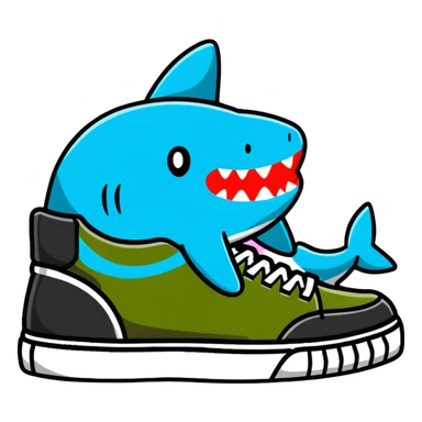 Colorful Bape sneaker with shark face design, bright colors, street style fashion sneaker sticker
