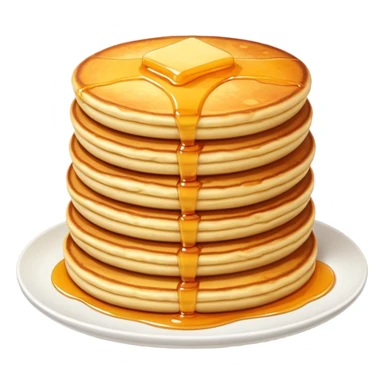 stack of cheese pancakes with syrup sticker