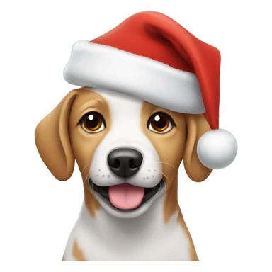 Dog wearing a Christmas hat sticker