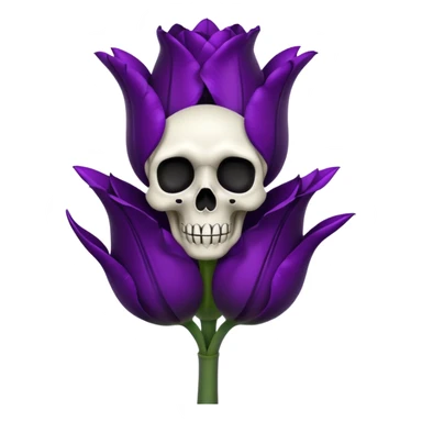 goth tulip with black petals, tiny skull accent sticker