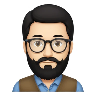 hombre con cabello negro largo barba y lentes sticker