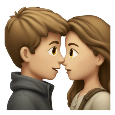 A pale brunette boy and a pale brown-haired girl kissing sticker