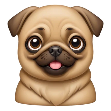 Cinematic Comical Fawn Pug Portrait Emoji, Head tilted dramatically with an exaggeratedly amused expression, featuring a glossy fawn coat with a smooth finish, wide, expressive dark eyes filled with playful disbelief, Simplified yet hilariously expressive features, highly detailed, glowing with a slightly sassy glow, high shine, dramatic yet playful, stylized with an air of cheeky mischief, bright and endearing, soft glowing outline, capturing the essence of a spirited and over-the-top companion, so meme-worthy it feels like it could side-eye its way into internet fame instantly! sticker