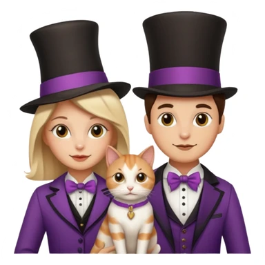 magician couple and their pet cat sticker