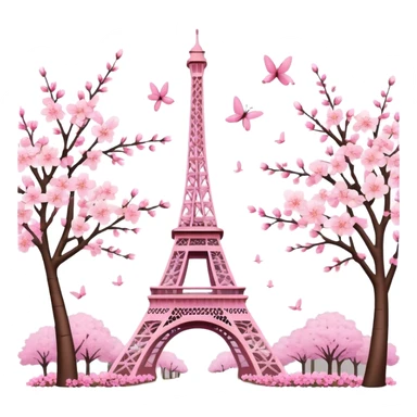 Eiffel Tower with cherry blossom trees  sticker