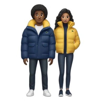 Couple with lacoste puffer jacket sticker