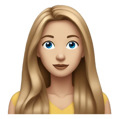 beautiful woman, straight long light brown hair, blue eyes sticker