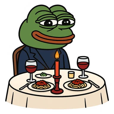 create a pepe on couple dinners, white background sticker