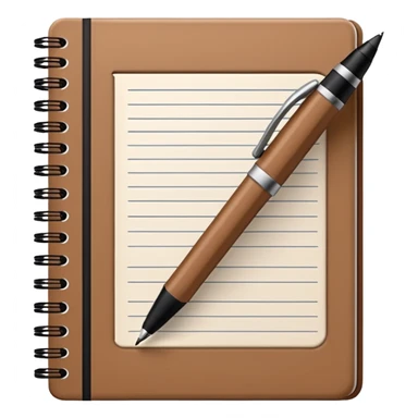 brown school notebook and pen sticker