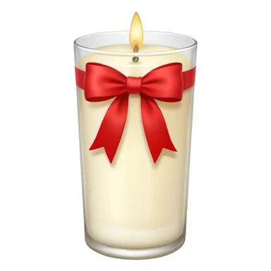 Soft vanilla long glass candle, with little red bow sticker