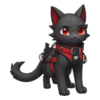 cool edgy black punk red ethereal fantasy nargacuga-bat-cat-Fakemon collar harness full body sticker
