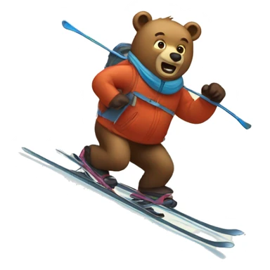 a bear skiing in the mountain sticker