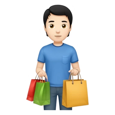 a white man black hair with clothing shopping bag sticker