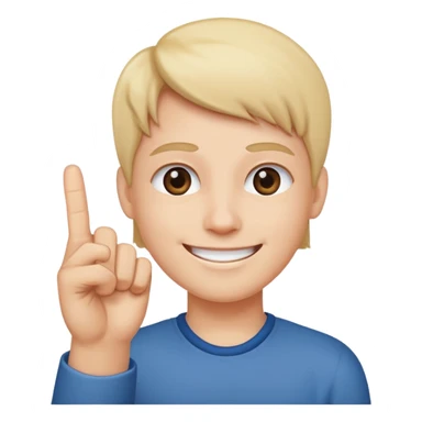 Smiling while holding up the middle finger sticker