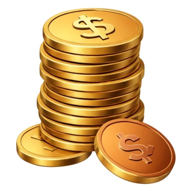 stack of coins, yellow and orange sticker