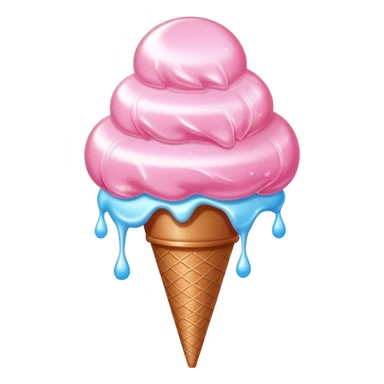 Glossy cotton candy in cone with shimmering, dewy surface and reflective highlights sticker