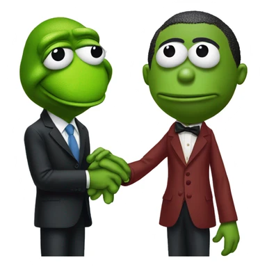 Obama and Kermit the frog holding hands sticker
