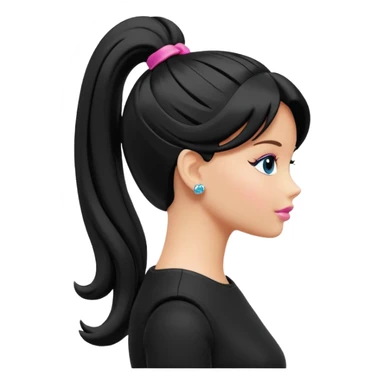 Barbie ponytail silhouette in solid color sticker
