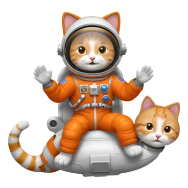 Astronaut rides cat sticker
