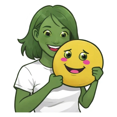 girl choking herself laughing  sticker