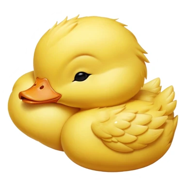 Meme-Worthy Cute Sleeping Yellow Baby Duck Portrait Emoji, Head resting peacefully with a contented smile, showcasing a delightfully tiny build and a luxuriously soft bright yellow downy coat, eyes shut in a serene, restful nap, Simplified yet hilariously adorable features, highly detailed, glowing with a soft, drowsy light, high shine, relaxed and utterly lovable, stylized with an air of playful laziness, bright and heartwarming, soft glowing outline, capturing the essence of a comically sleepy duckling, so meme-worthy it feels like it could instantly become the next viral sensation of adorable slumber! sticker