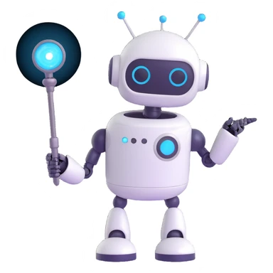 A cute robot is holding a magic wand sticker