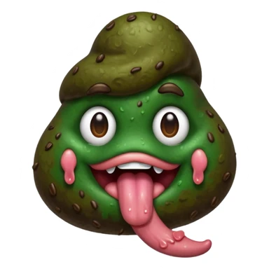 dark green poop sticking tongue out  sticker