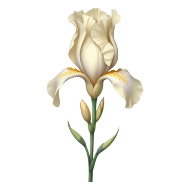 single Cream Iris, straight stem sticker