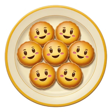 plate with several Yemas de Ávila, round yellow pastries, apple-style emoji sticker