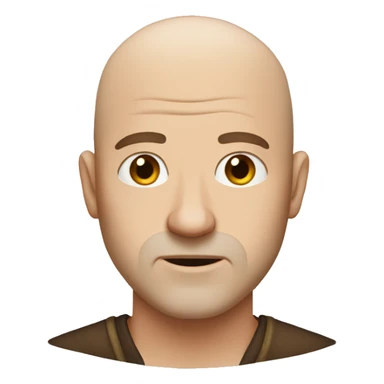 White man bald and short bard brown eyes and sarcastic face sticker