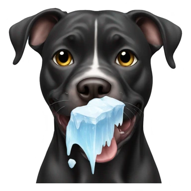 Black Pitbull eating ice  sticker