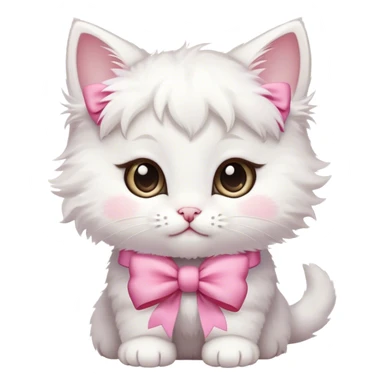 a little white kitten with a pink bow, says I love Tima. sticker