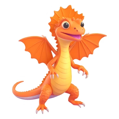 realistic frilled lizard with frill extended, 3D style sticker