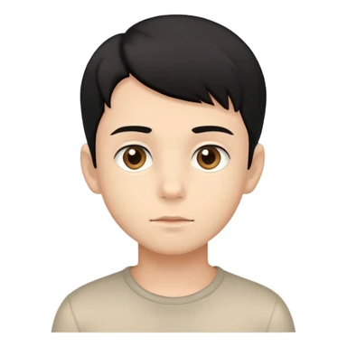 Beige tan young boy with black hair and light brown eyes sticker