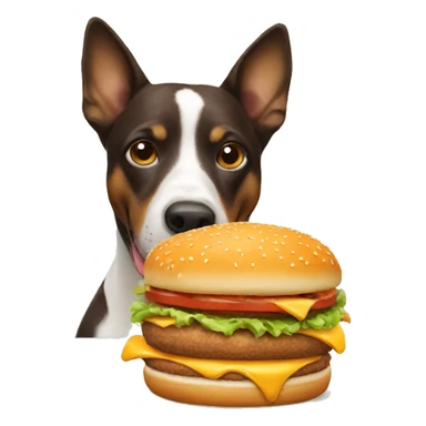 Dog eating burger sticker