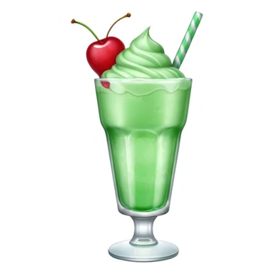 ice cream light green soda on a glass with ice cherry on top sticker