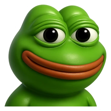 pepe in
- 3d style
- bright green
- smiling
- looking straight at the camera
- good highlights and shadows sticker