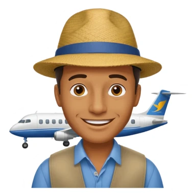 homme créole réunionnais avec chapeau arrive avion a gillot sticker