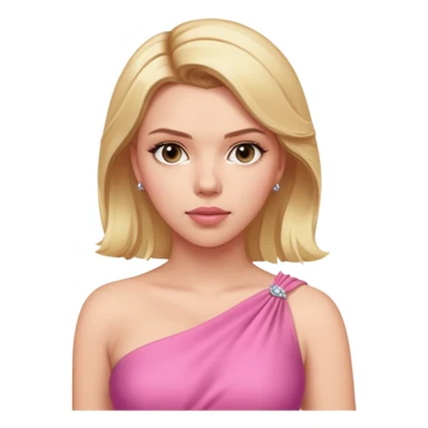 Scarlett Johansson with one shoulder stunning pink dress and blonde hair sticker