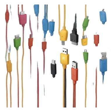 A lot of Unorganized usb cables sticker