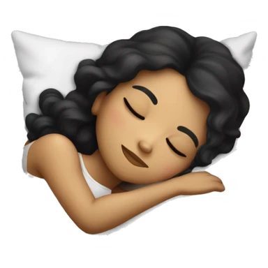 Sleeping girl on pillow dark hair sticker
