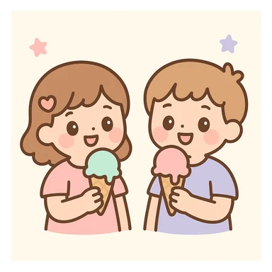 happy children with melting ice cream cones sticker
