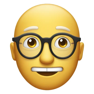 classic emoji style face with circle glasses and a smirk sticker