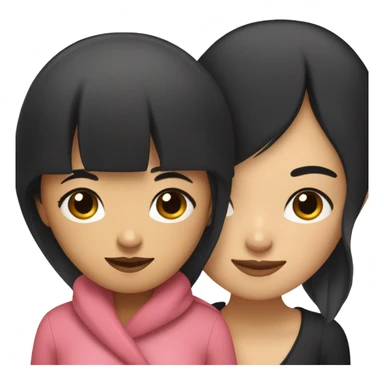Asian woman with black neat bangs hugging black dachshund sticker