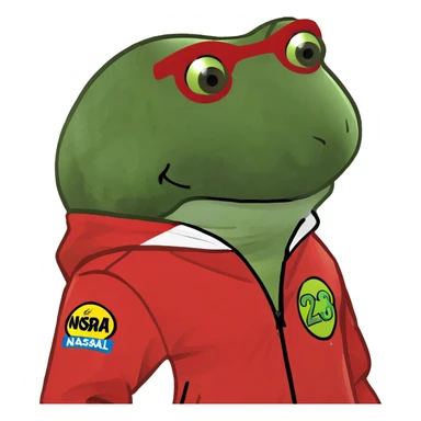 wearing a red nascar jacket with no text sticker